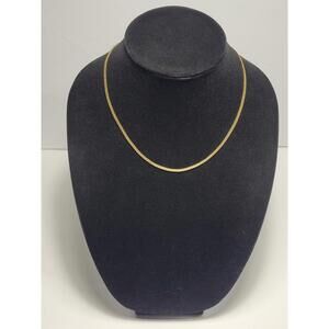 Vintage 14KGP Korea Stamped 14" Herringbone Statement Necklace Fashion Jewelry